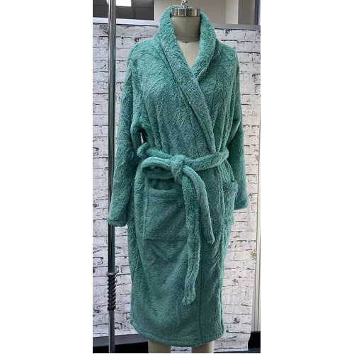 Ladies Green Winter Coral Fur Dressing Gown Bath Robe (NF-1)
