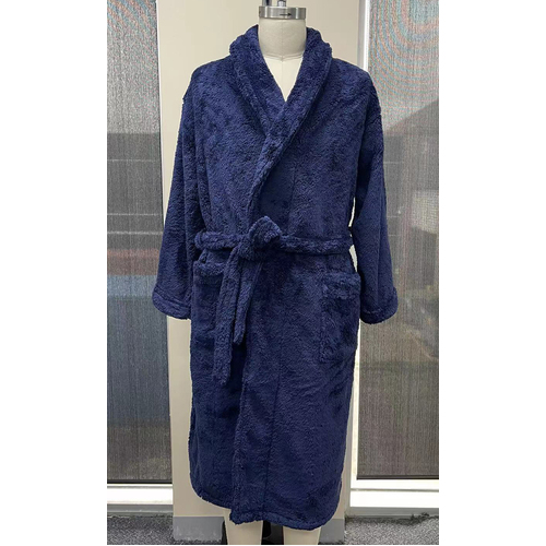 Mens Navy Blue Winter Coral Fleece Dressing Gown Bath Robe (1198)