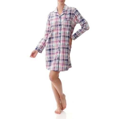 Ladies PJS Givoni Cotton Flannelette Night Shirt Nightie Check (Hillary 33H)