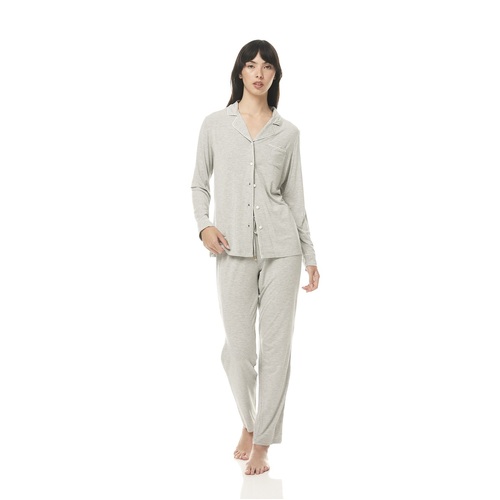 Ladies Gingerlilly Grey Modal PJS Long Sleeve Pyjamas Set Calandra