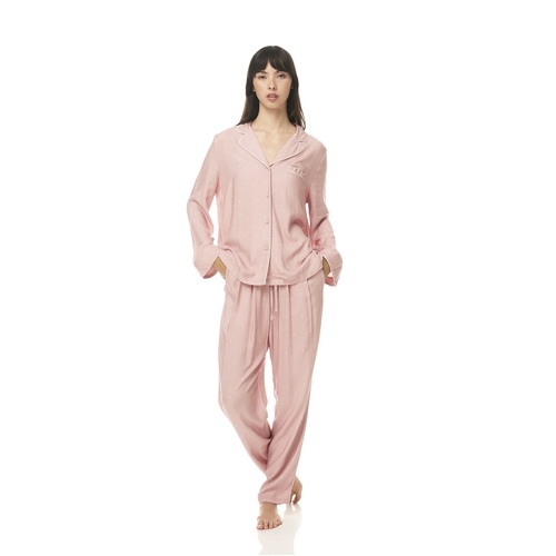 Ladies Gingerlilly Pink Polka Dots PJS Long Sleeve Pyjamas Set Geneva