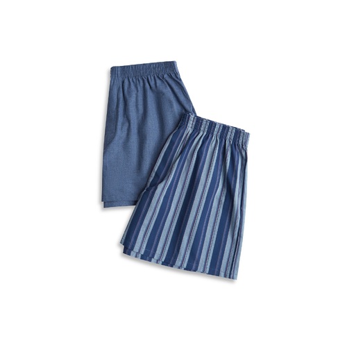 Mens Contare Size Small - 5XL 2 Pack Cotton Boxer Shorts Blue Coastal Stripes
