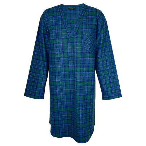 Mens Contare Size S-7XL Green Tartan Long Sleeve Flannelette Night Shirt Pyjamas (SGT)