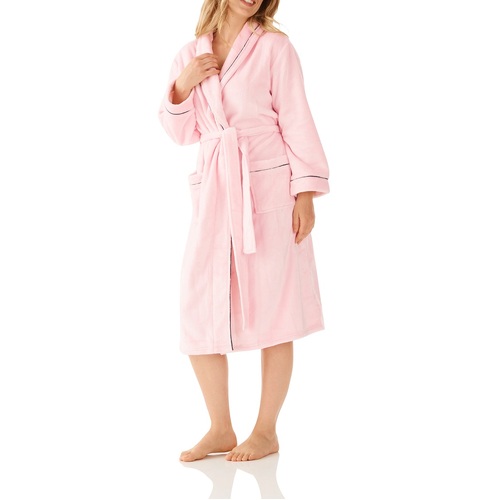 Ladies Magnolia Lounge Lux Fleece Pink Dressing Gown Bath Robe