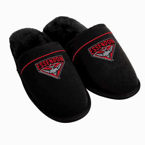 Mens AFL Official Essendon Bombers Football Club Winter Slippers Black Size 8/9