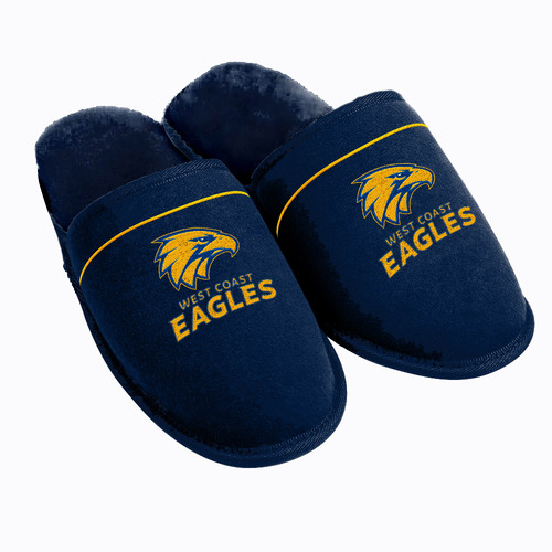 Mens AFL Official West Coast Eagles Football Club Winter Slippers Navy Blue Size 8/9