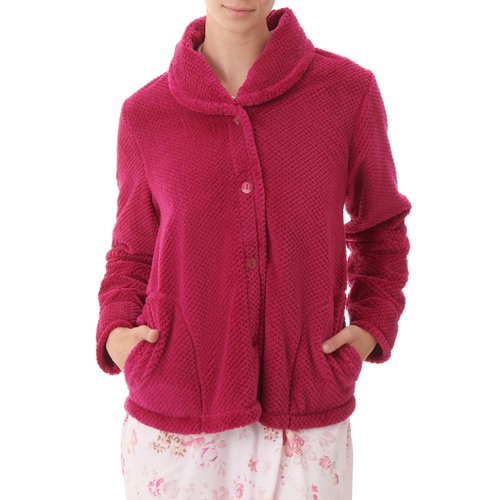 Ladies Givoni Raspberry Luxury Bed Jacket Button Lounge Wear (GH37)