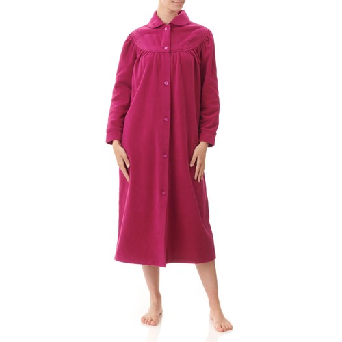 Ladies Givoni Cranberry Mid Length Button Dressing Gown Bath Robe (GB85)
