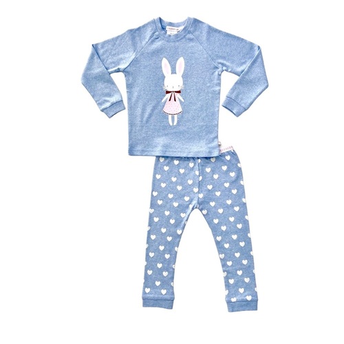 Girls Sizes 4-8 Blue Bunny Cotton Long Sleeve PJS Pyjamas Huckleberry