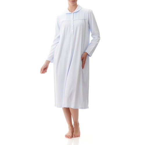 Ladies Givoni Cotton Mid Length Nightie PJS Interlock (Pale Blue 28)