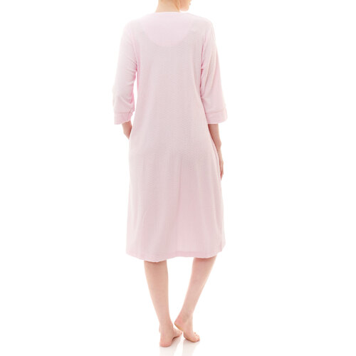 Ladies Givoni Pink Zip Front Cotton Towelling Dressing Gown Robe 3/4 Sleeve (87)