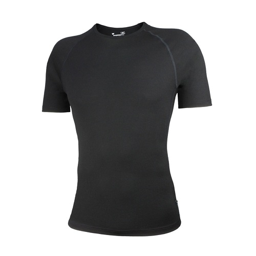WW Mens Australia Made Pure Wool 300gsm Short Sleeve Thermal Top Black (U893)