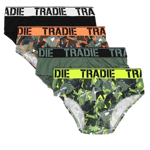 Boys Tradie 4 Pack Cotton Underwear Briefs Dinosaur Print (SB4)