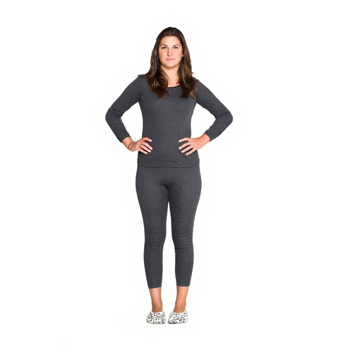 Ladies Black Cotton Blend Thermal Underwear Spencer Long Sleeve