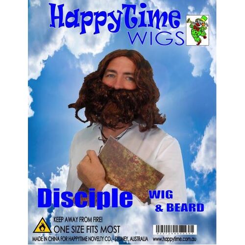 Fancy Dress Costume Brown Wig & Beard Disciple Jesus Religious Accessories