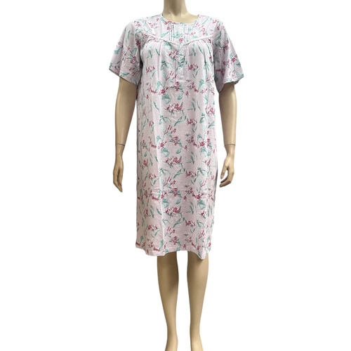 Ladies PJS Givoni Pink Floral Cotton Short Sleeve Nightie Short Length (Zayla 15Z)