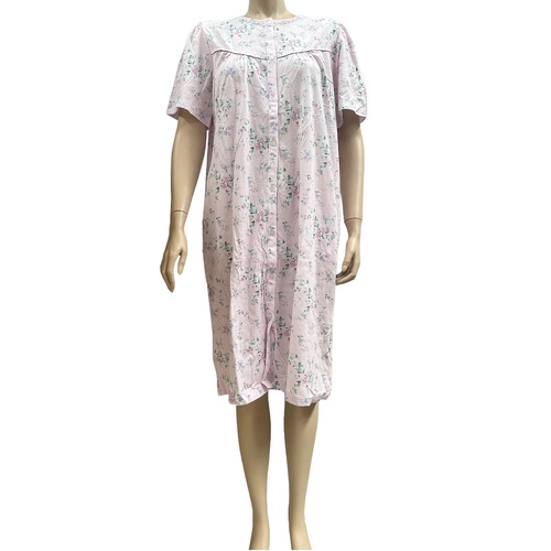 Ladies PJS Givoni Lilac Floral 100% Cotton Short Sleeve Brunchcoat (Callie 21C)