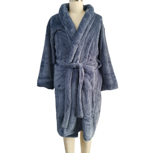 Mens Slate Blue Winter Coral Fleece Dressing Gown Bath Robe (1198 New)