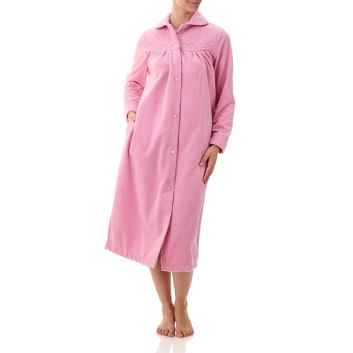 Ladies Givoni Pink Mid Length Button Dressing Gown Bath Robe (74)