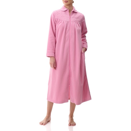 Ladies Givoni Pink Mid Length Zip Dressing Gown Bath Robe (GB76)