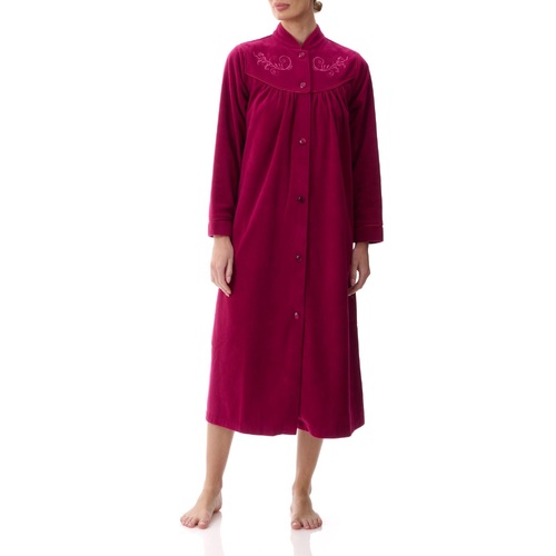 Ladies Givoni Azalea Red Mid Length Button Dressing Gown Bath Robe (GB80)