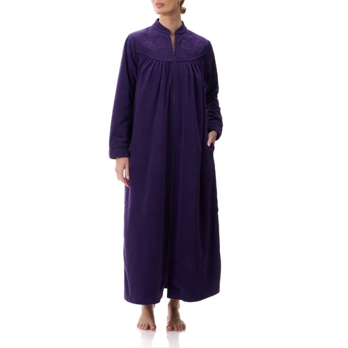 Ladies Givoni Imperial Purple Long Length Zip Dressing Gown Bath Robe (GB82)