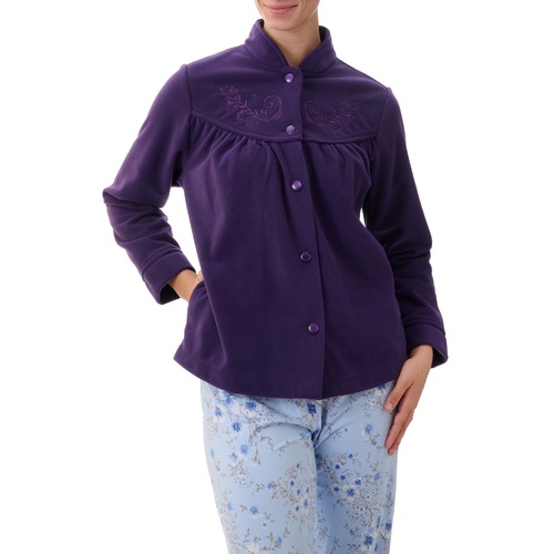 Ladies Givoni Imperial Purple Bed Jacket Button Front Lounge Wear (GB78)