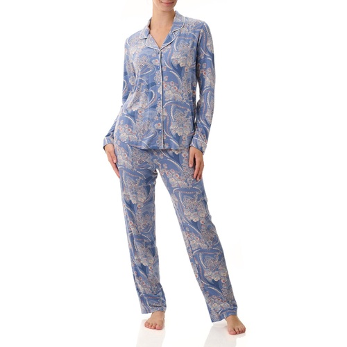 Ladies Givoni PJS Tencel Modal Long Pyjama Set Blue Floral (Dana 41D)