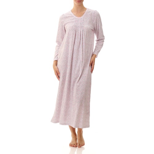 Ladies Givoni Cotton Long Length Nightie Pink Floral PJS (Harriet 08H)