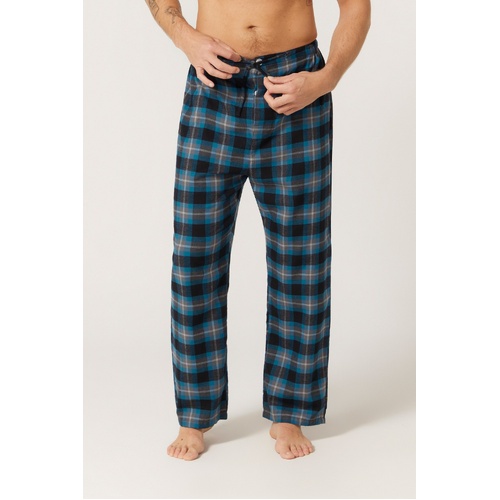 Mens Size S-7XL Contare Flannelette Navy Blue Black Check PJS Pyjama Pants (FCT)
