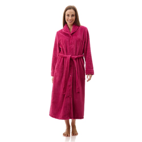 Ladies Givoni Magenta Luxury Mid Button Wrap Dressing Gown Robe (GH77)