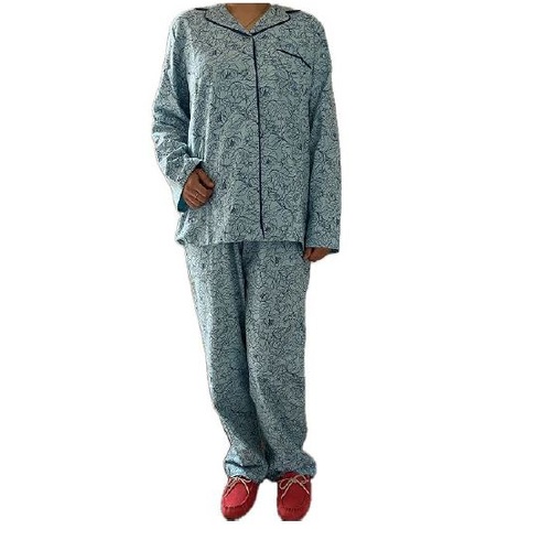 Ladies Blue Floral Cotton Flannelette PJS Pyjamas Set (Me)