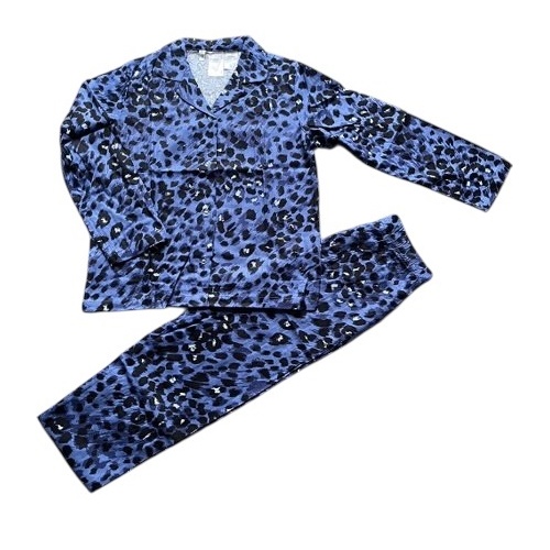 Ladies Purple Leopard Print Cotton Flannelette PJS Pyjamas Set (Me)