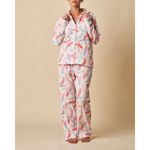 Ladies Sizes 8-14 Leaf Print Polar Fleece Long Pyjamas PJS Set (52255)