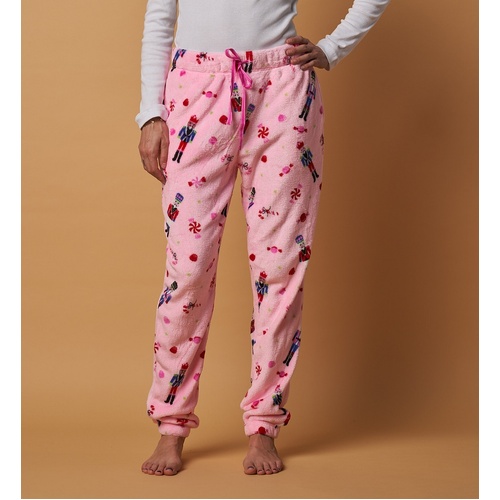 Ladies Sizes XS-3XL Pink Soldiers Coral Fleece Long Pyjama Pants PJS (54240)