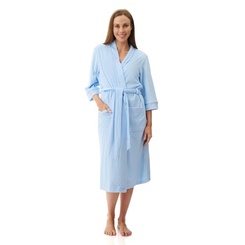 Womens Givoni Sky Blue Short Terry Cotton Summer Dressing Gown Bath Robe 75