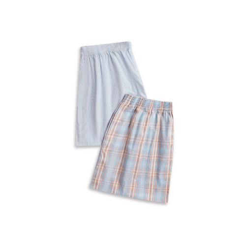 Mens Contare Sizes S-5XL 2 Pack Cotton Boxer Shorts Check & Stripe - Summer Camp