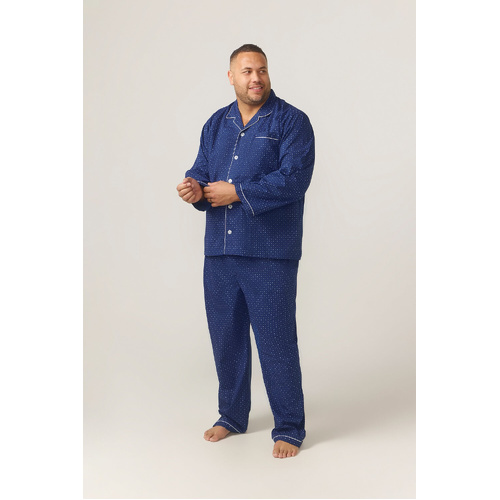 Mens Contare Sizes S-3XL Navy Blue Cotton Long Sleeve Pyjama Set Pjs - SPN