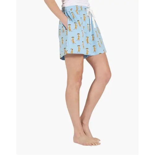 Womens Bamboozld Blue Meerkat Summer Bamboo Cotton Pyjama Sleep Shorts