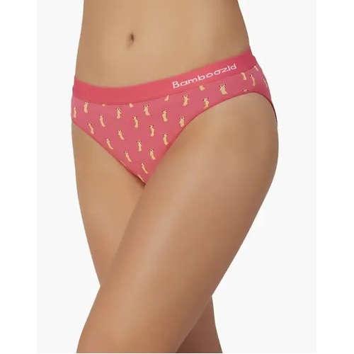 Womens Bamboozld Pink Meerkat Print Bamboo Blend Bikini Briefs