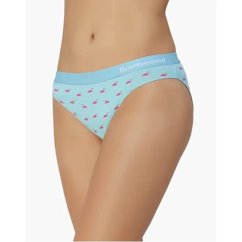 Womens Bamboozld Blue Flamingo Print Bamboo Blend Bikini Briefs