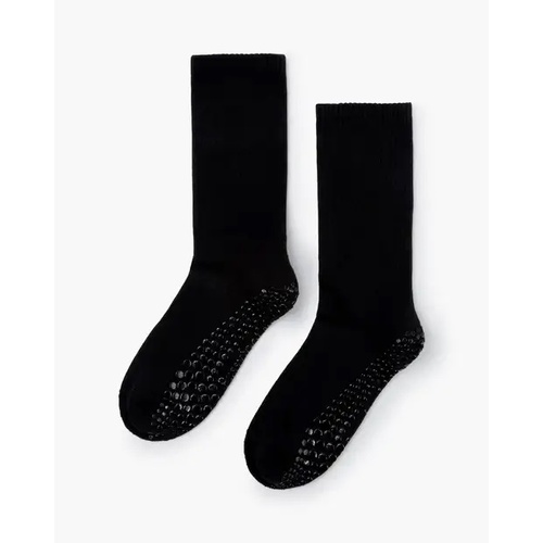 Womens Bamboozld Black Crew Pilates Barre Yoga Grip Bamboo Cotton Socks