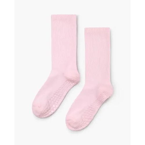 Womens Bamboozld Light Pink Crew Pilates Barre Yoga Grip Bamboo Cotton Socks