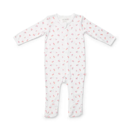 Baby Girls Marquise Pink Floral Cotton Zipsuit Sleepsuit Bodysuit