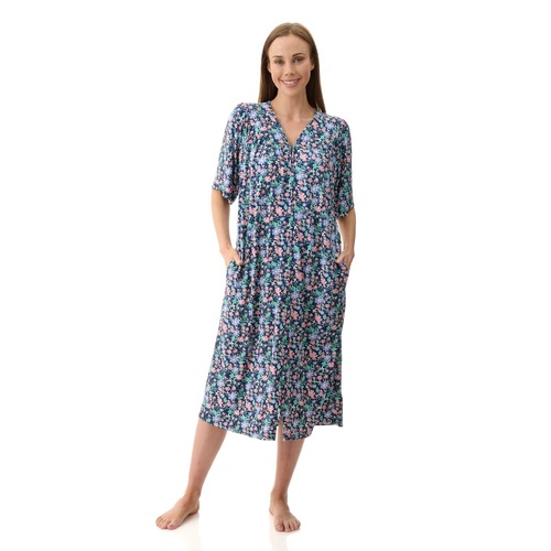 Womens Givoni Blue Floral Summer Short Slinky Brunch Coat Bath Robe 10T
