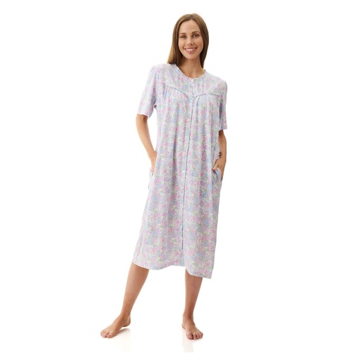 Womens Givoni Multi Floral Summer Short Cotton Brunch Coat Bath Robe 28M