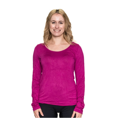 Womens Magenta Long Sleeve Silky Feel Pyjama Separates Top