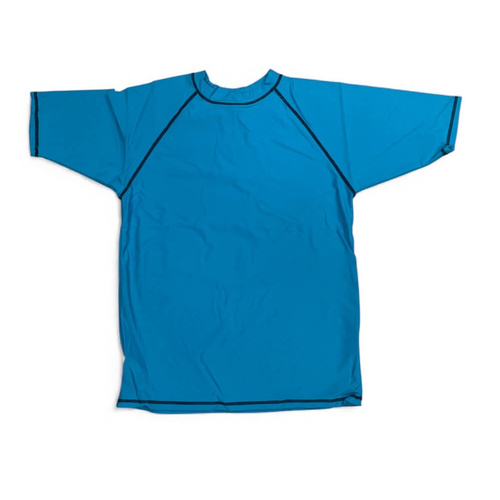 Mens Aqua Blue Short Sleeve Rash Top Summer Bathers Swimwear UPF50+