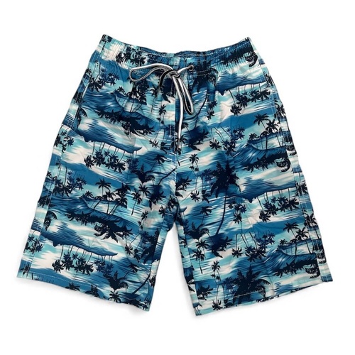 Boys Size 8-16 Blue Palm Print Summer Board Shorts Swimmers Bathers