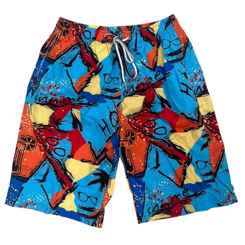 Boys Size 8-16 Blue Red Orange Aztec Print Summer Board Shorts Swimmers Bathers